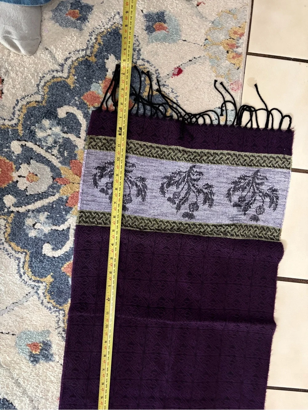 Calzeat Purple Multi-Texture Wool Scarf - Pure New Wool